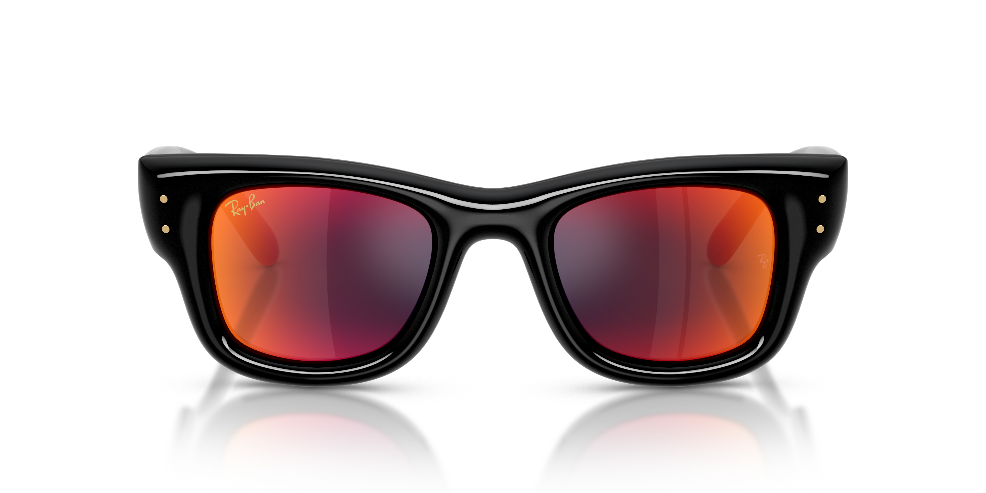 Ray - Ban Unisex Ray - Ban RB4940 WAYFARER PUFFER 601/6Q Sunglasses Nylon Black Brown Squared Mirror