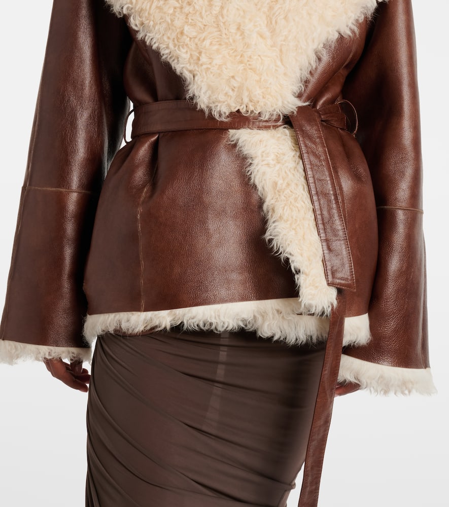 Shearling-trimmed leather jacket
