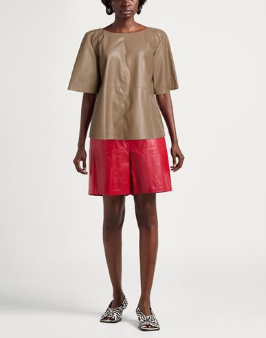 Woman Top Taupe Size M Polyurethane, Polyester