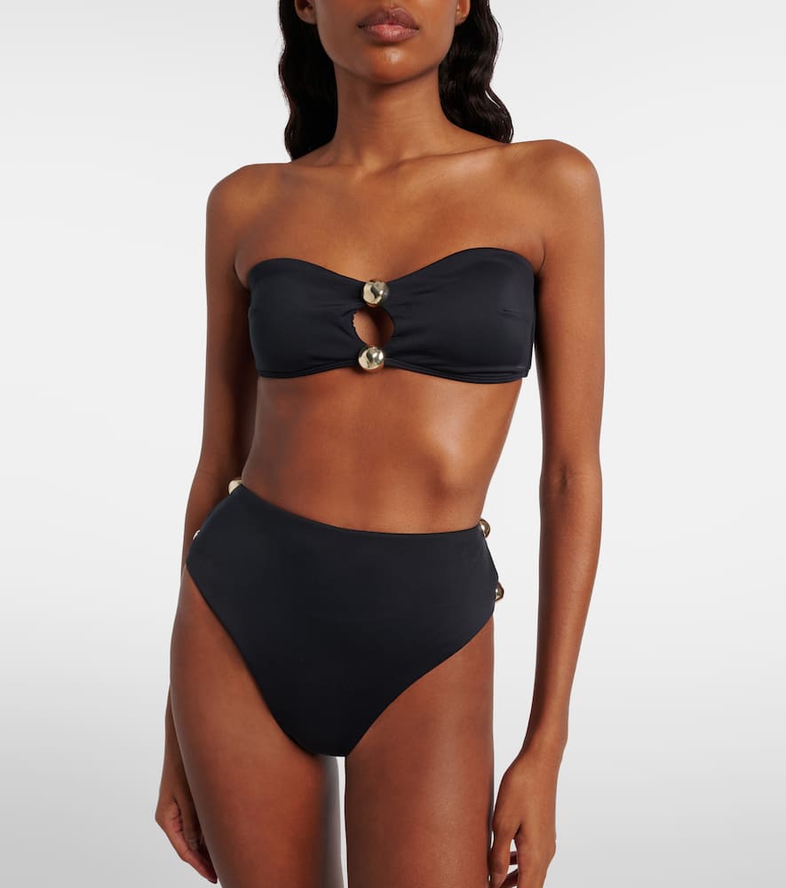 Embellished high-rise bikini bottoms