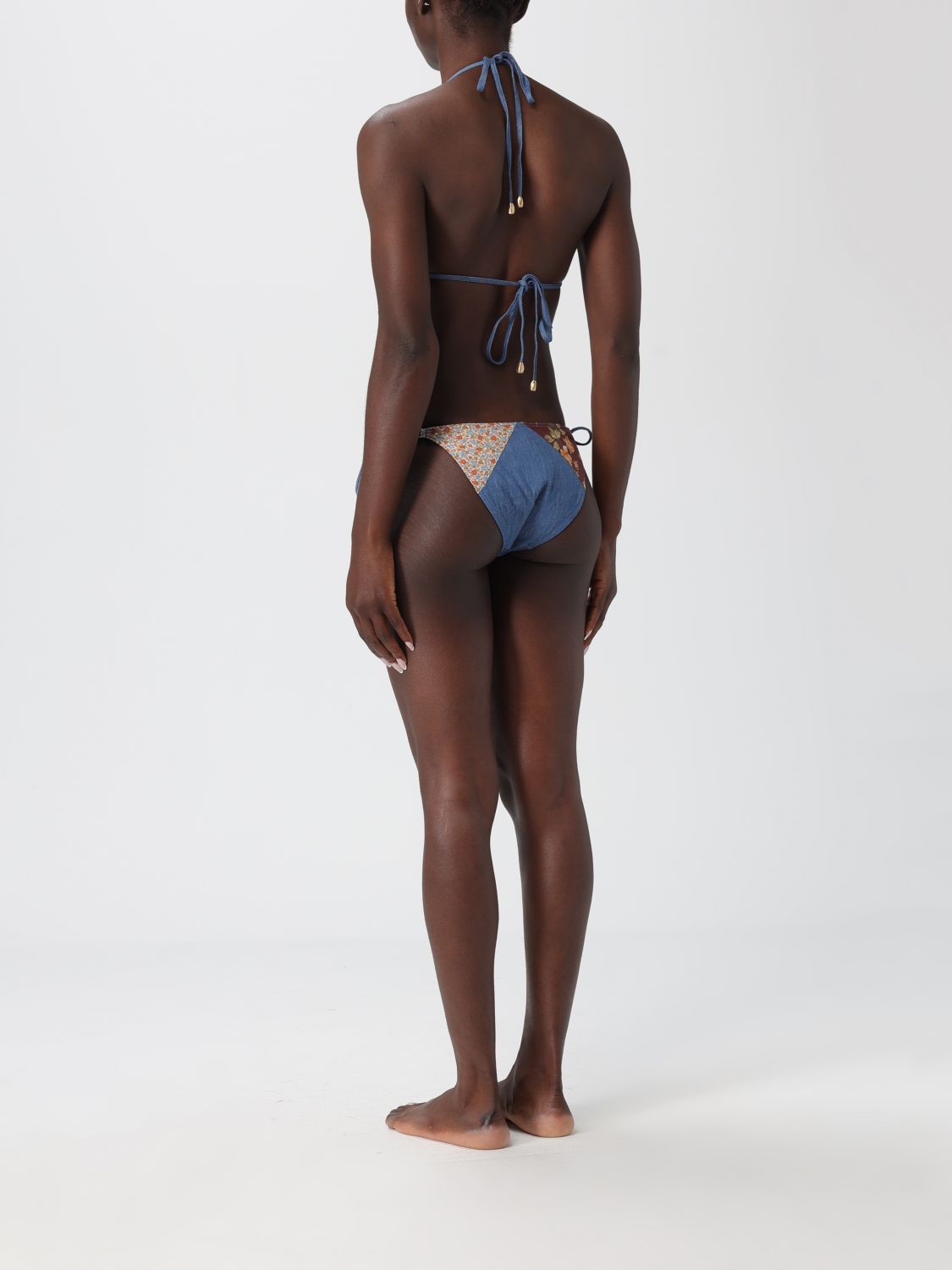 Patchwork-print bikini set - Blue