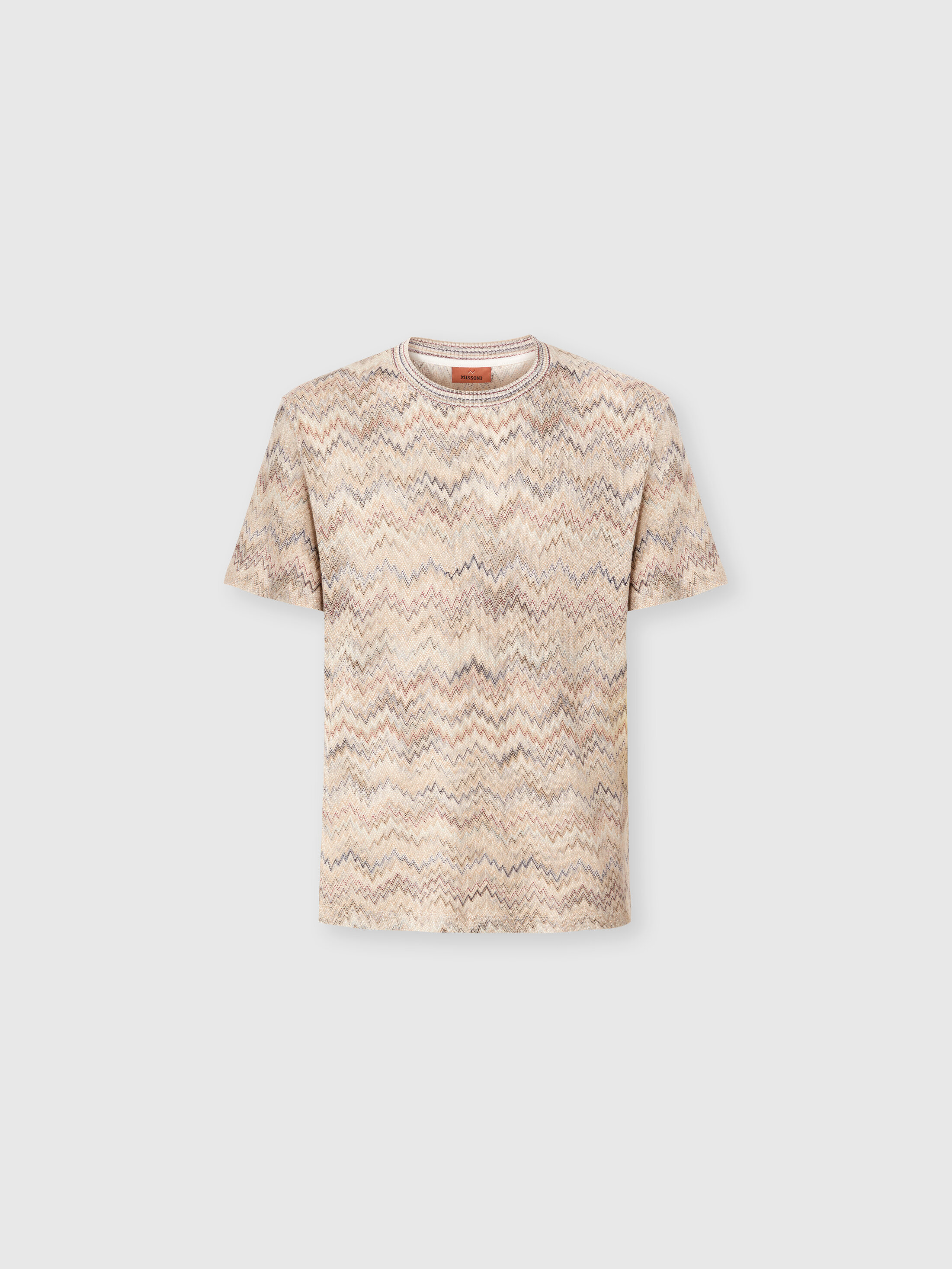 Missoni - Crew-neck cotton T-shirt with dégradé snake pattern, Men, Beige& White