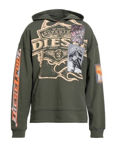 Man Sweatshirt Military green Size L Cotton, Elastane