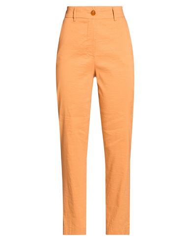 Momoní Woman Pants Orange Size 6 Linen, Polyamide, Cotton, Elastane