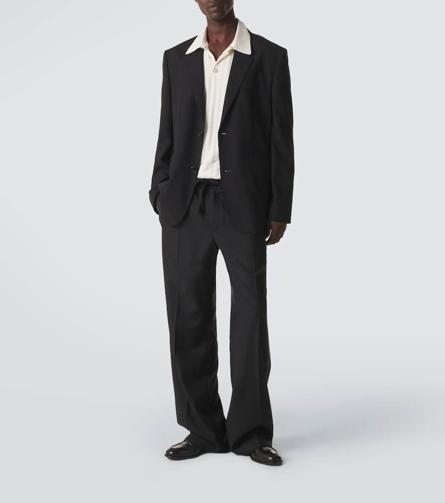 Virgin wool twill wide-leg pants
