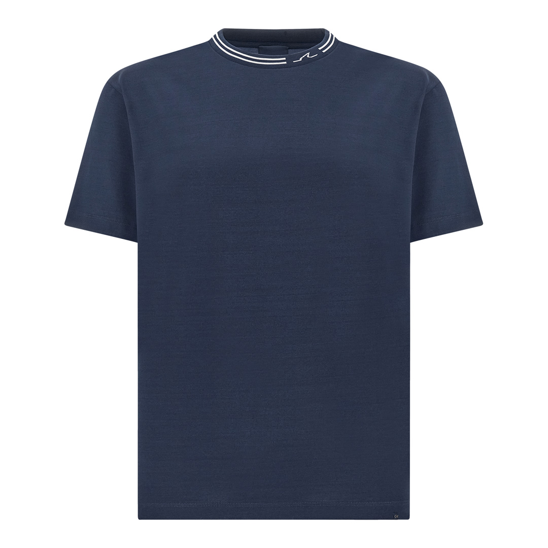 T-Shirt in perlé cotton jersey, Man, Dama Blue