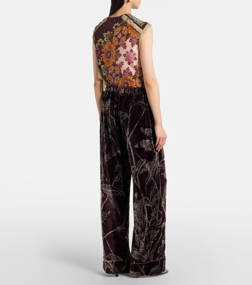 Floral satin pajama pants