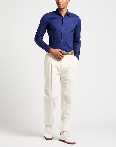Man Shirt Blue Size 15 Cotton, Elastane