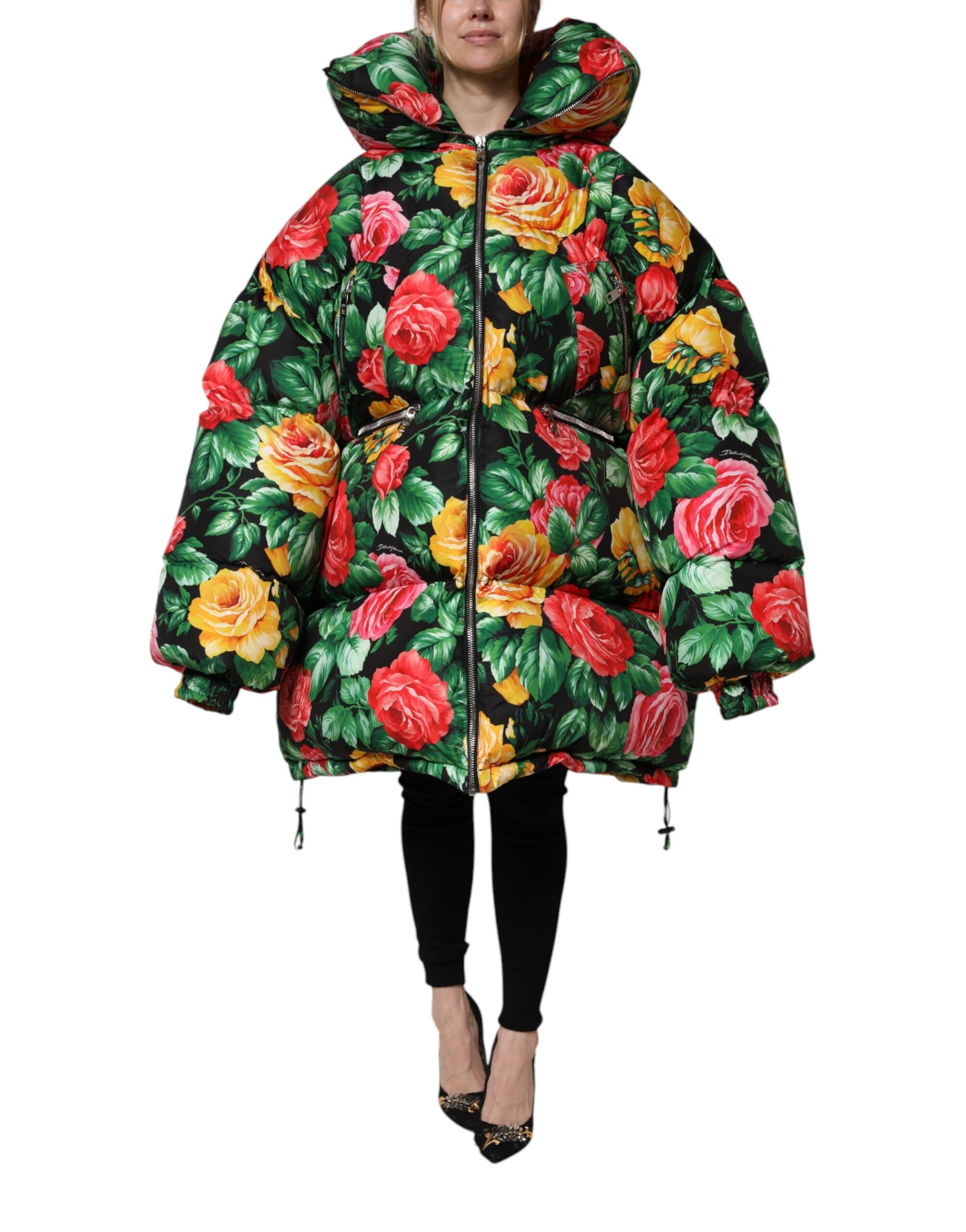Floral-Print Puffer Puffer Jacket — Multicolor