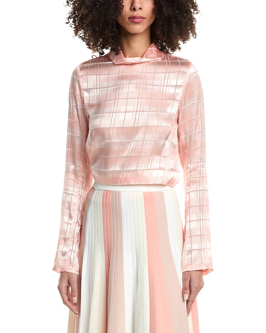 Hester Plaid Devore High Neck Silk-Blend Top