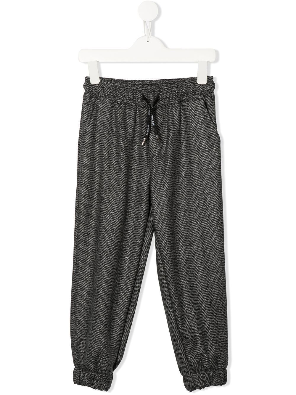 Chevron-knit drawstring trousers - Grey