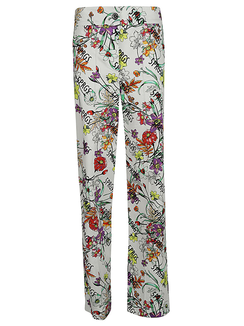 White Printed Cotton Trousers