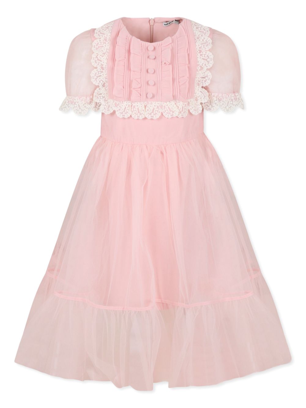 Lace-trim tulle dress - Pink