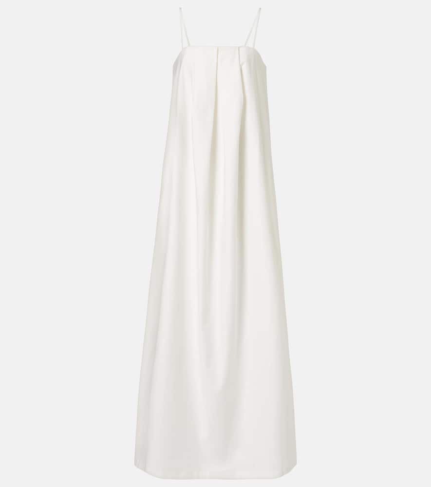 Solid Voluminous draped cotton maxi dress