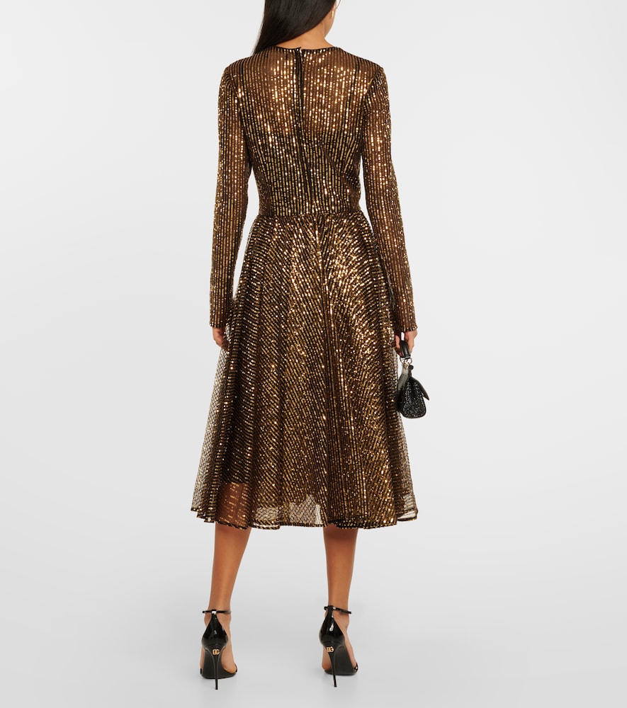 Sequined tulle midi dress