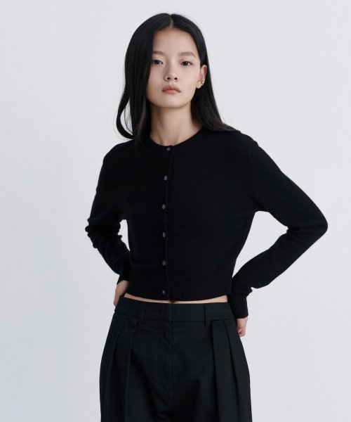 Women's Rams Wool Round Neck Crop Cardigan