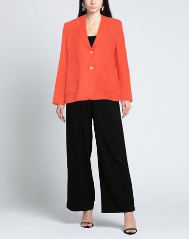 Woman Blazer Orange Size 10 Linen