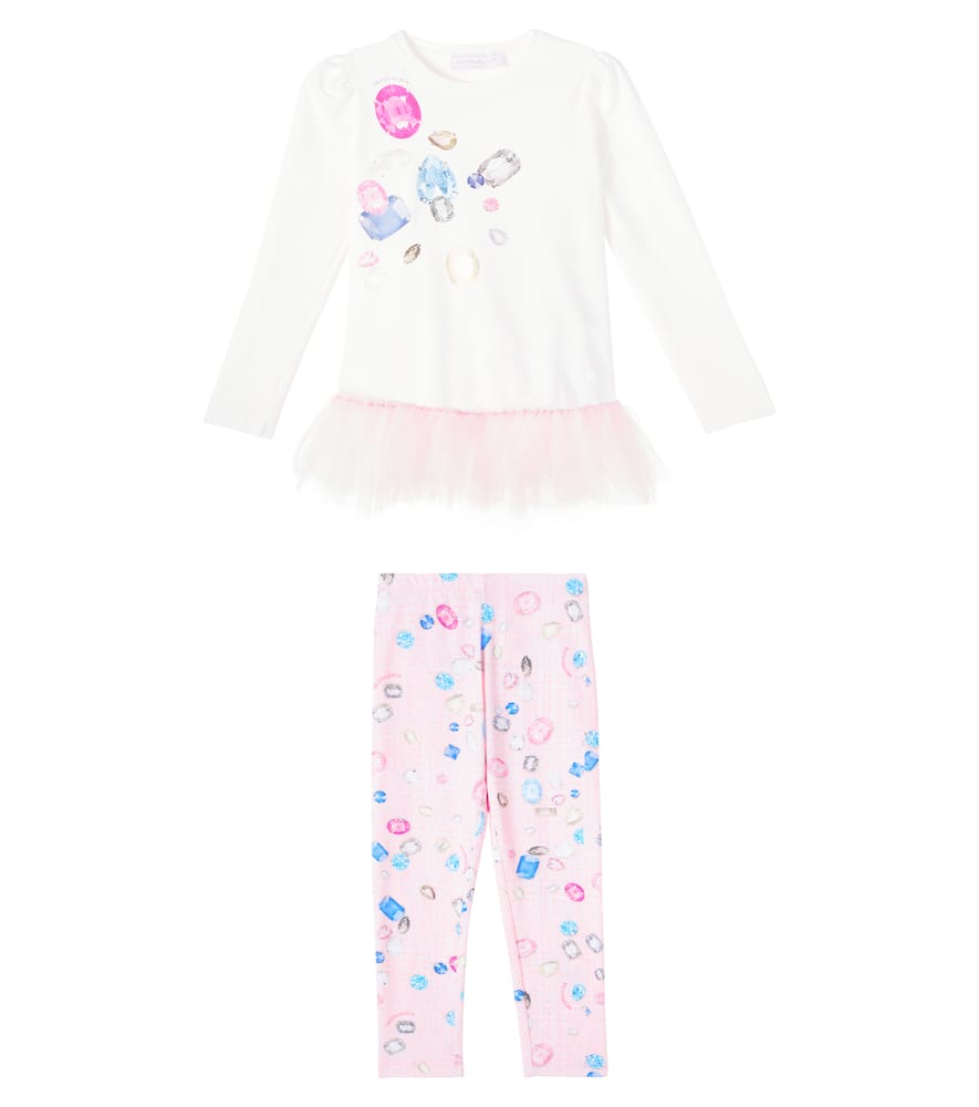 Cotton-blend top and leggings set
