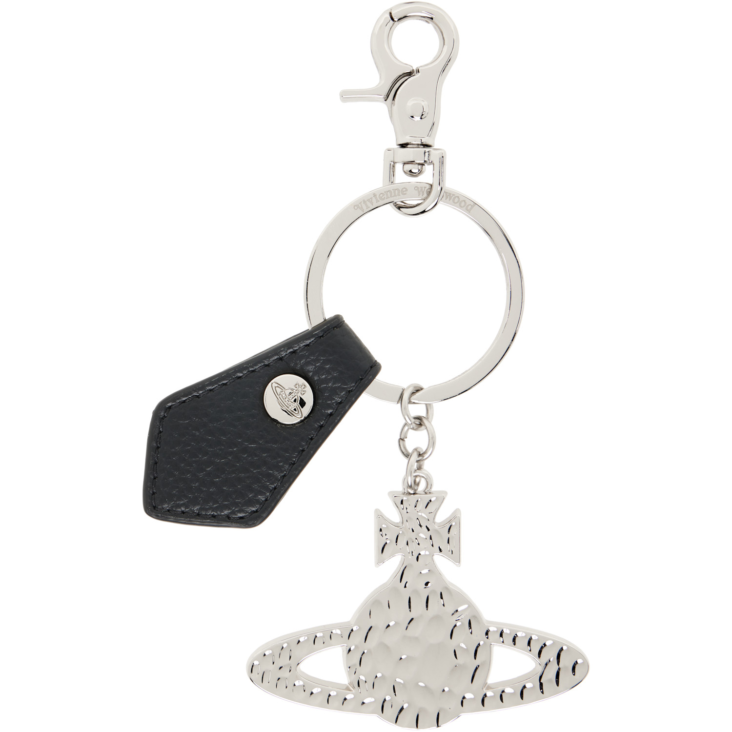 Silver Hammered Orb Keychain