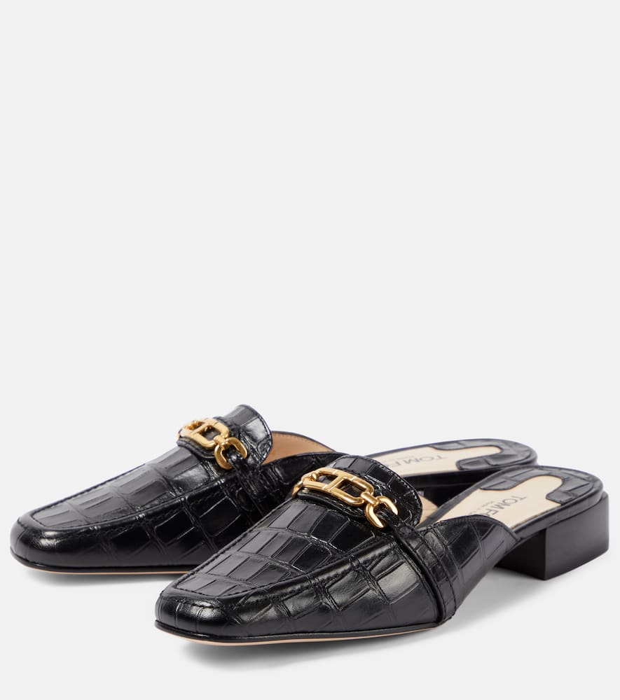 Whitney croc-effect leather slippers