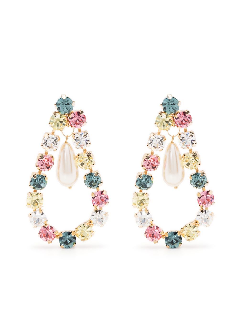 Pastello crystal-embellished teardrop earrings - Gold