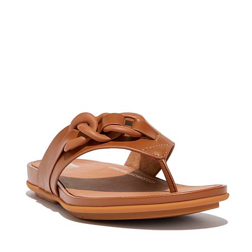 Gracie Rubber Chain Leather Toe-Post Sandal