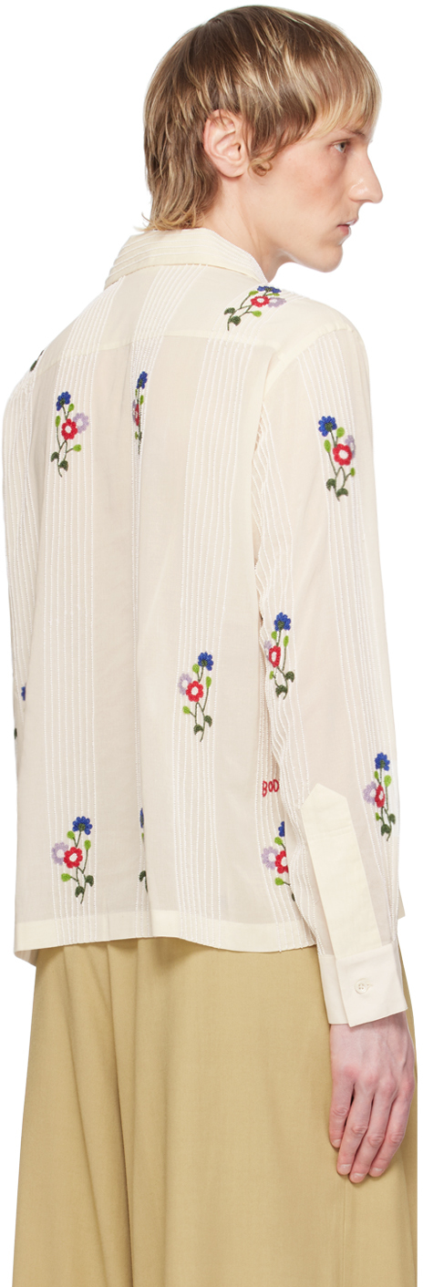 Bode Off-White Beaded Wildflower Shirt