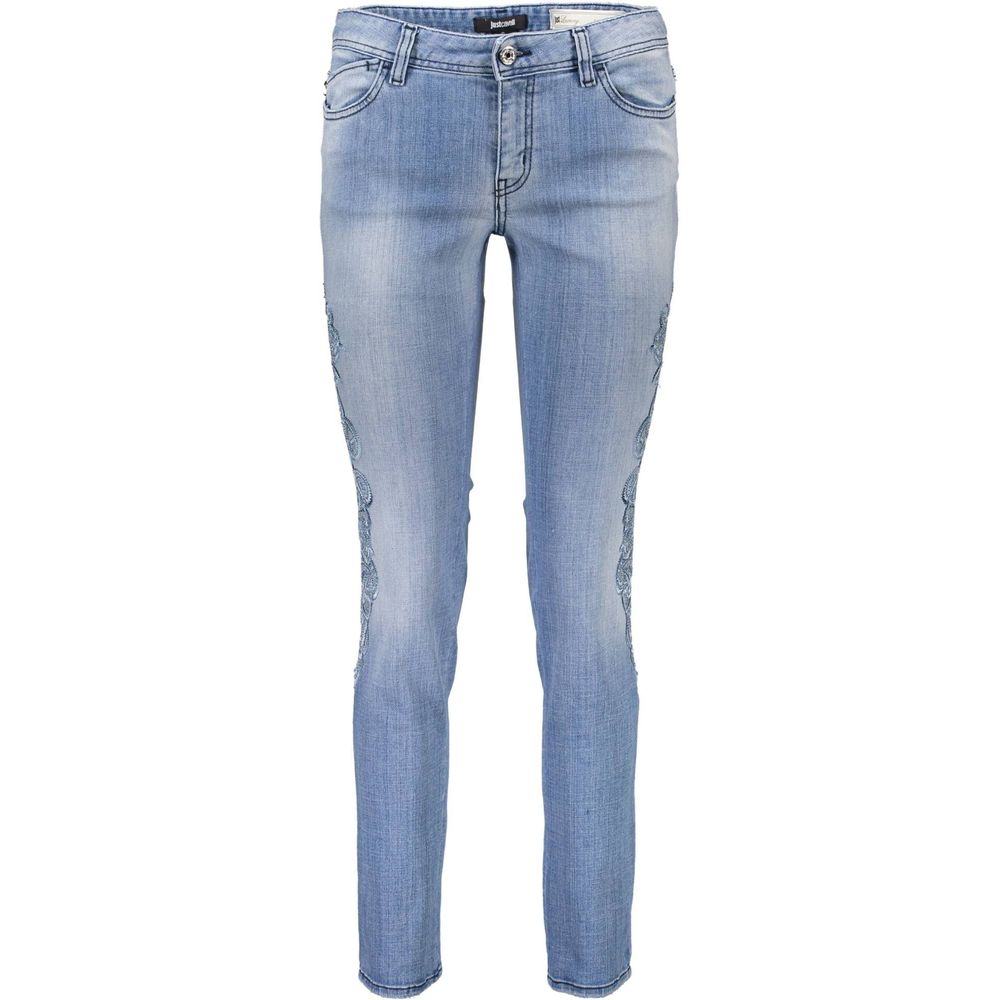 Embroidered Cotton Jeans — Blue
