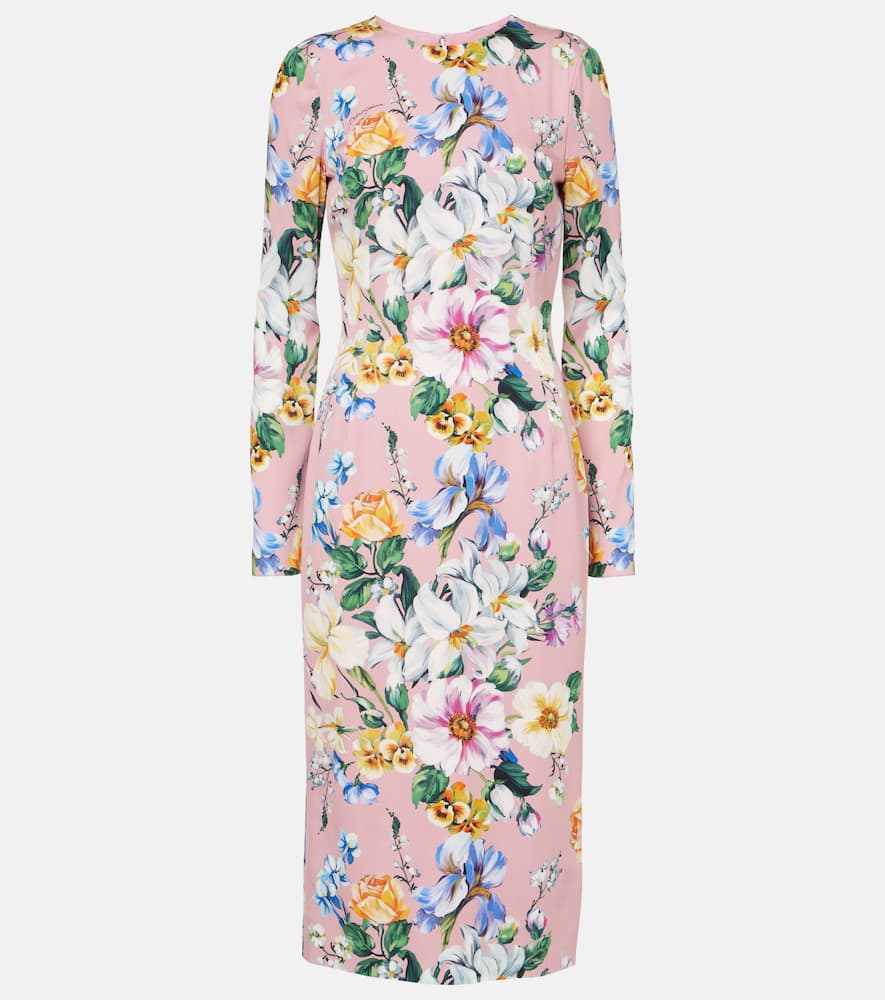 Floral silk-blend midi dress