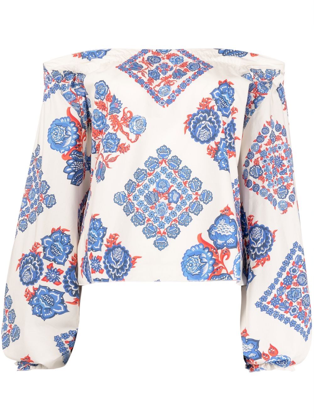 Boho-print crop top - White