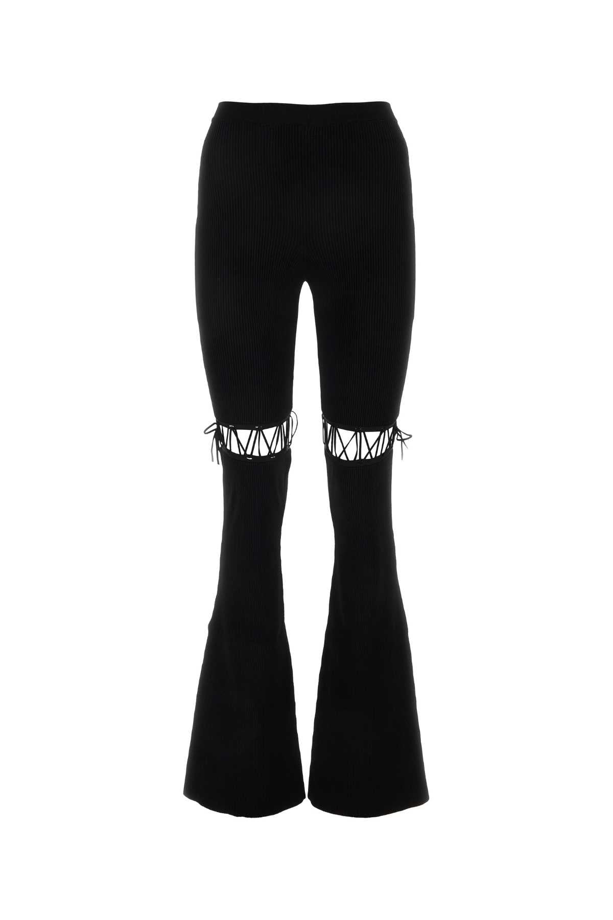 Ripped Viscose Stretch Leggings — Black