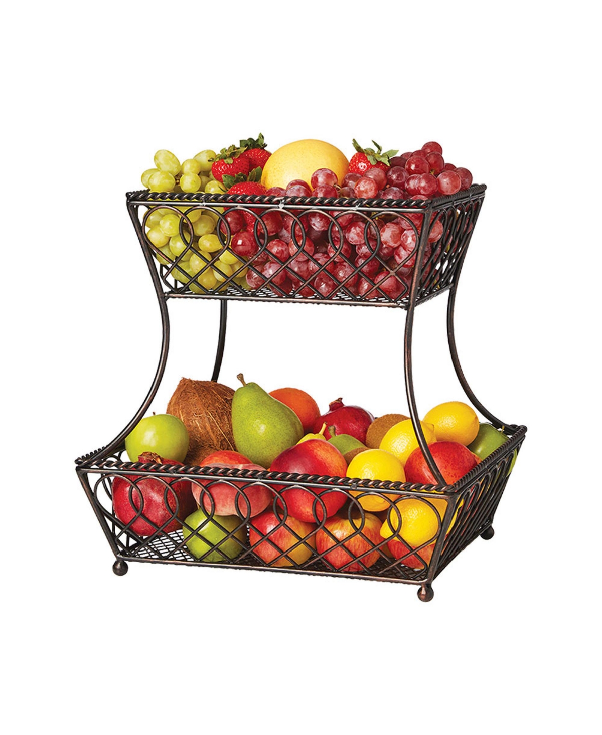 Loop Lattice rectangular 2 Tier Basket - Black