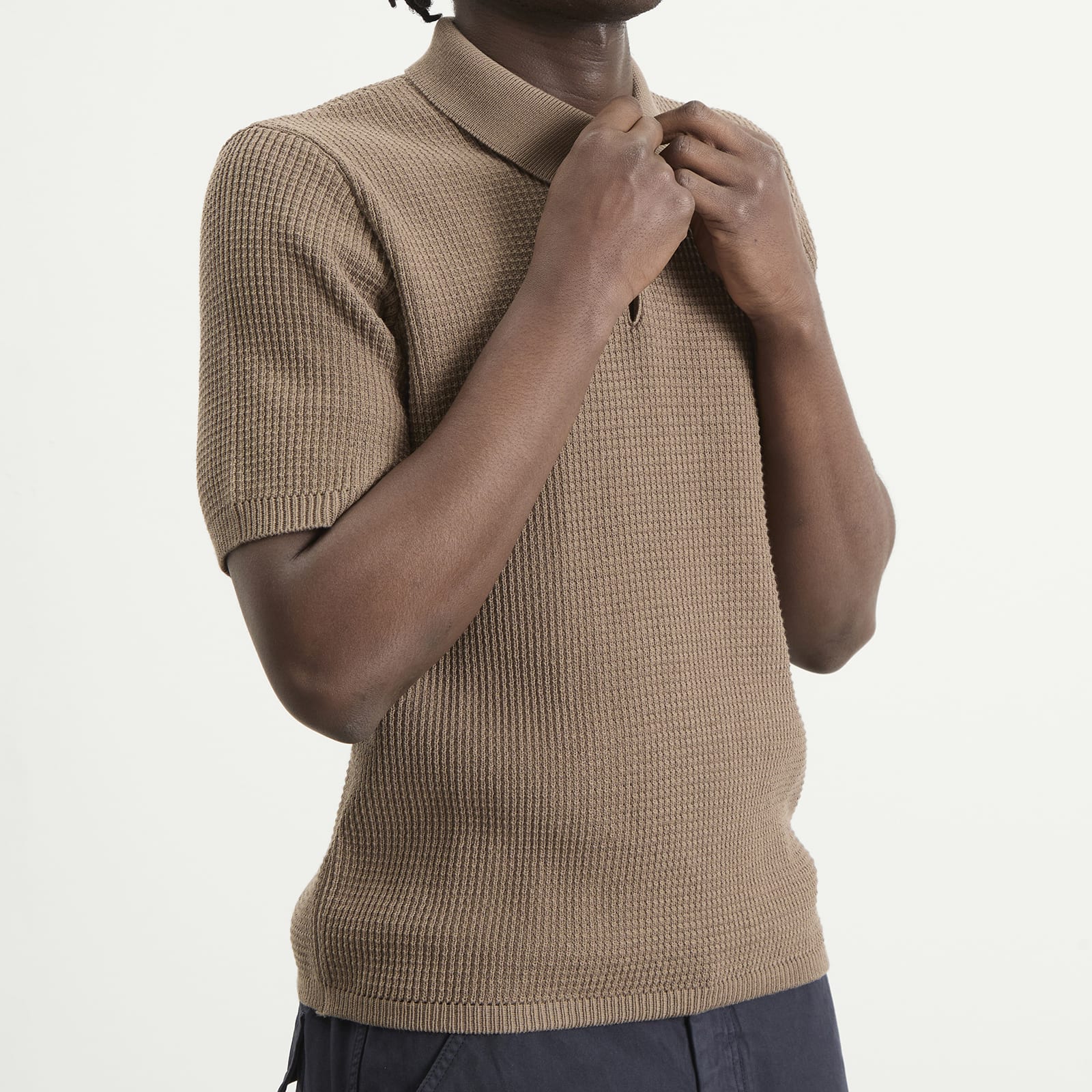 Men's Anholt Cotton Crepe Polo in Walnut