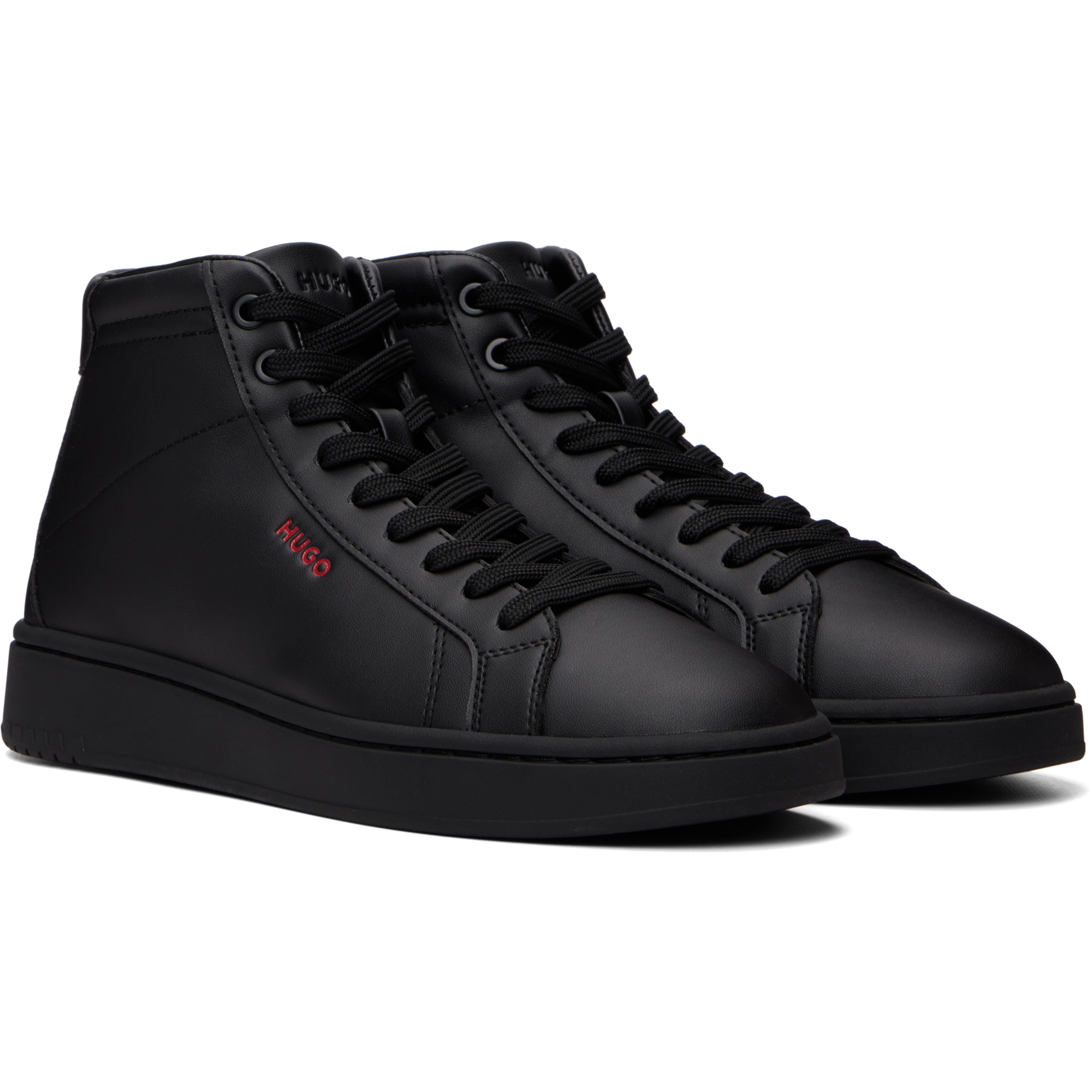 Black Faux-Leather High-Top Sneakers