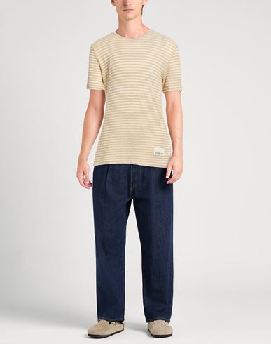 Man Sweater Sand Size M Cotton, Linen, Elastane