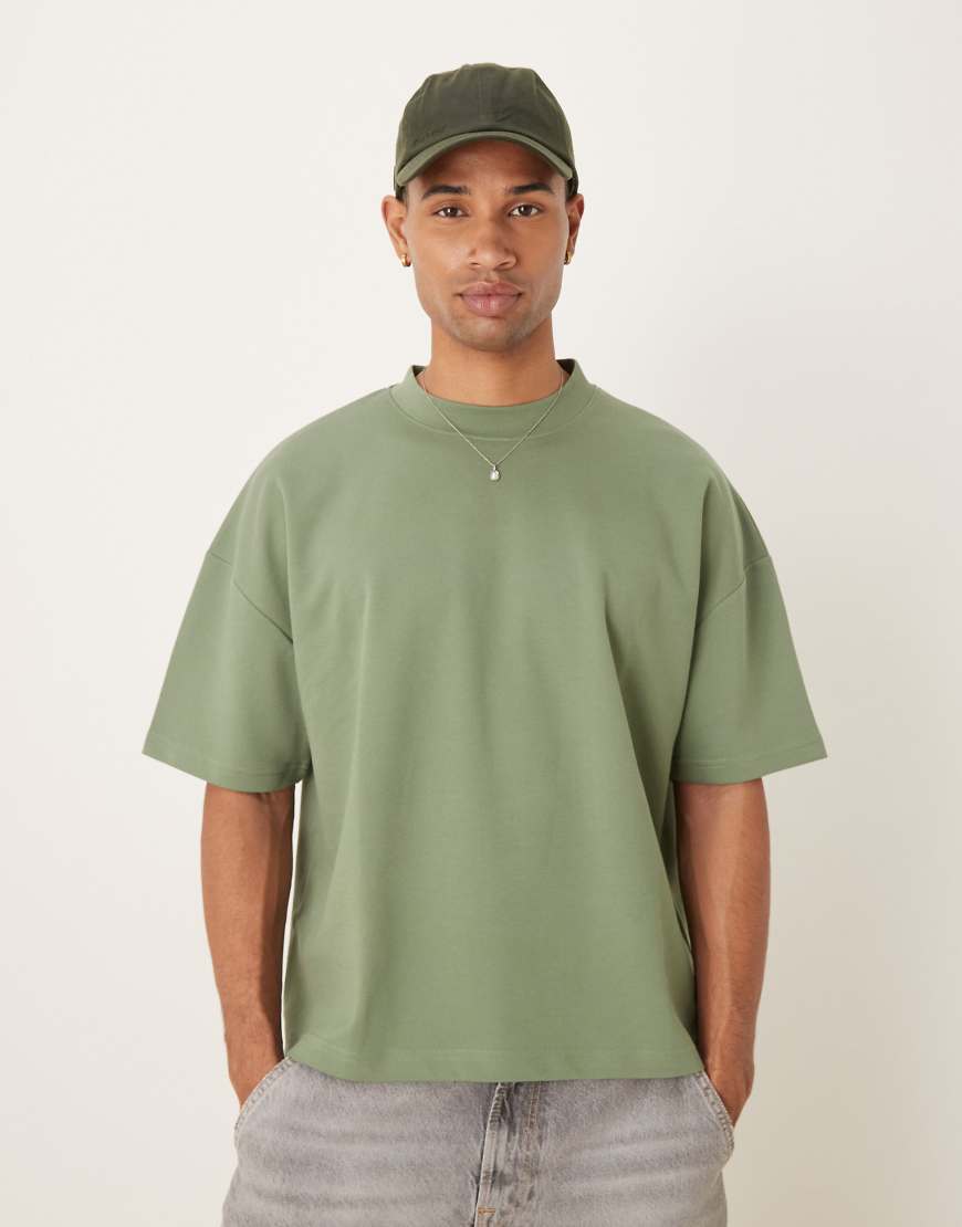 BreatheMAX heavyweight oversized boxy dropped shoulder t-shirt in sage-Green