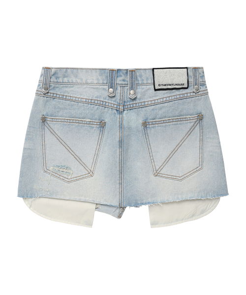 UNBALANCE MICRO DENIM SKIRT LIGHT BLUE
