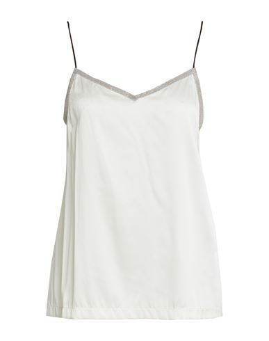 Woman Top Ivory Size 6 Silk, Elastane, Leather, Ecobrass