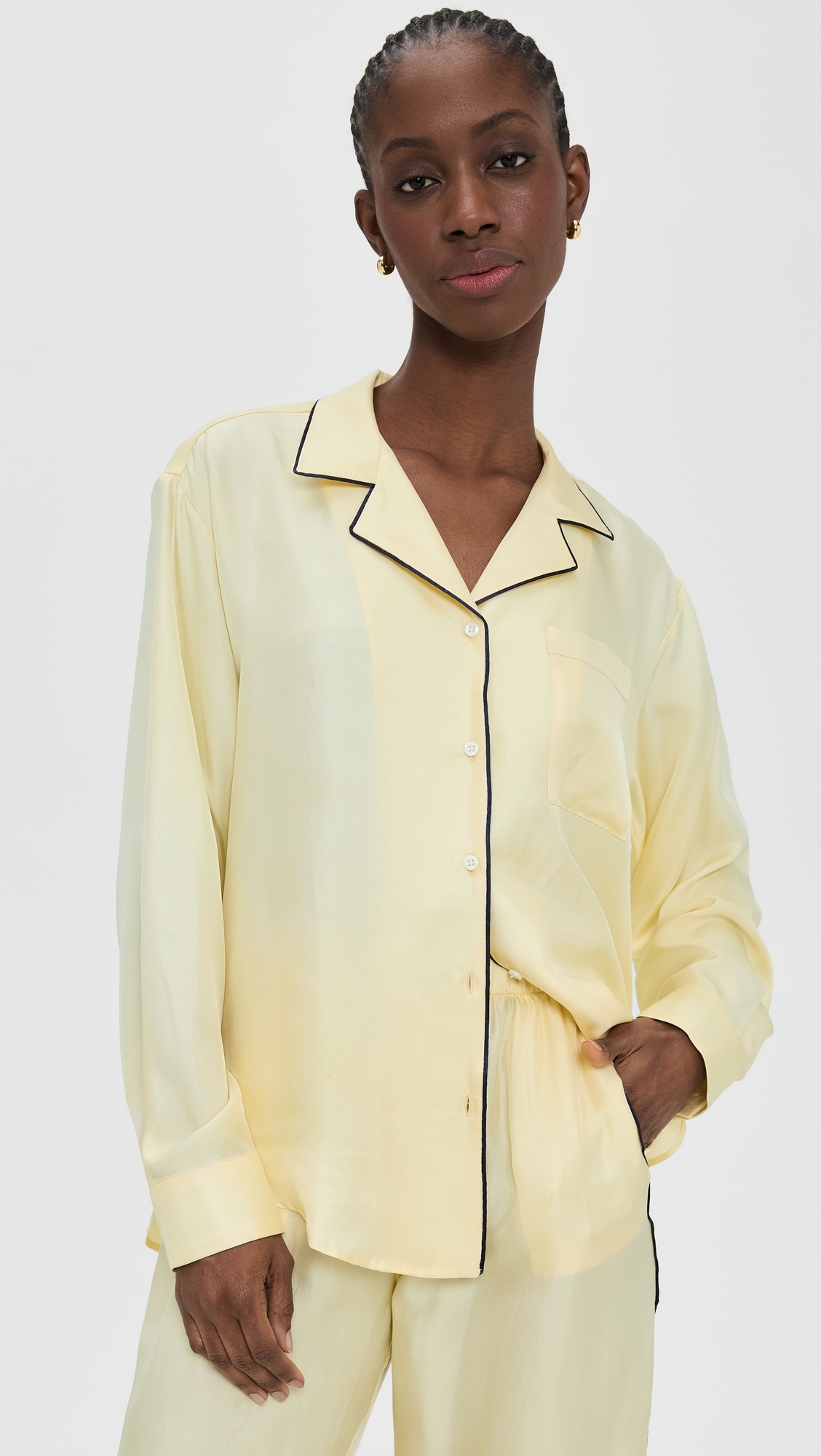 Notched Collar Shirt Butter/Black