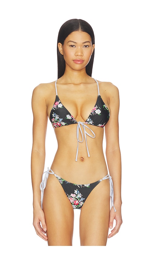 Frankies Bikinis June Satin Top in Black. - S also in XS, M
