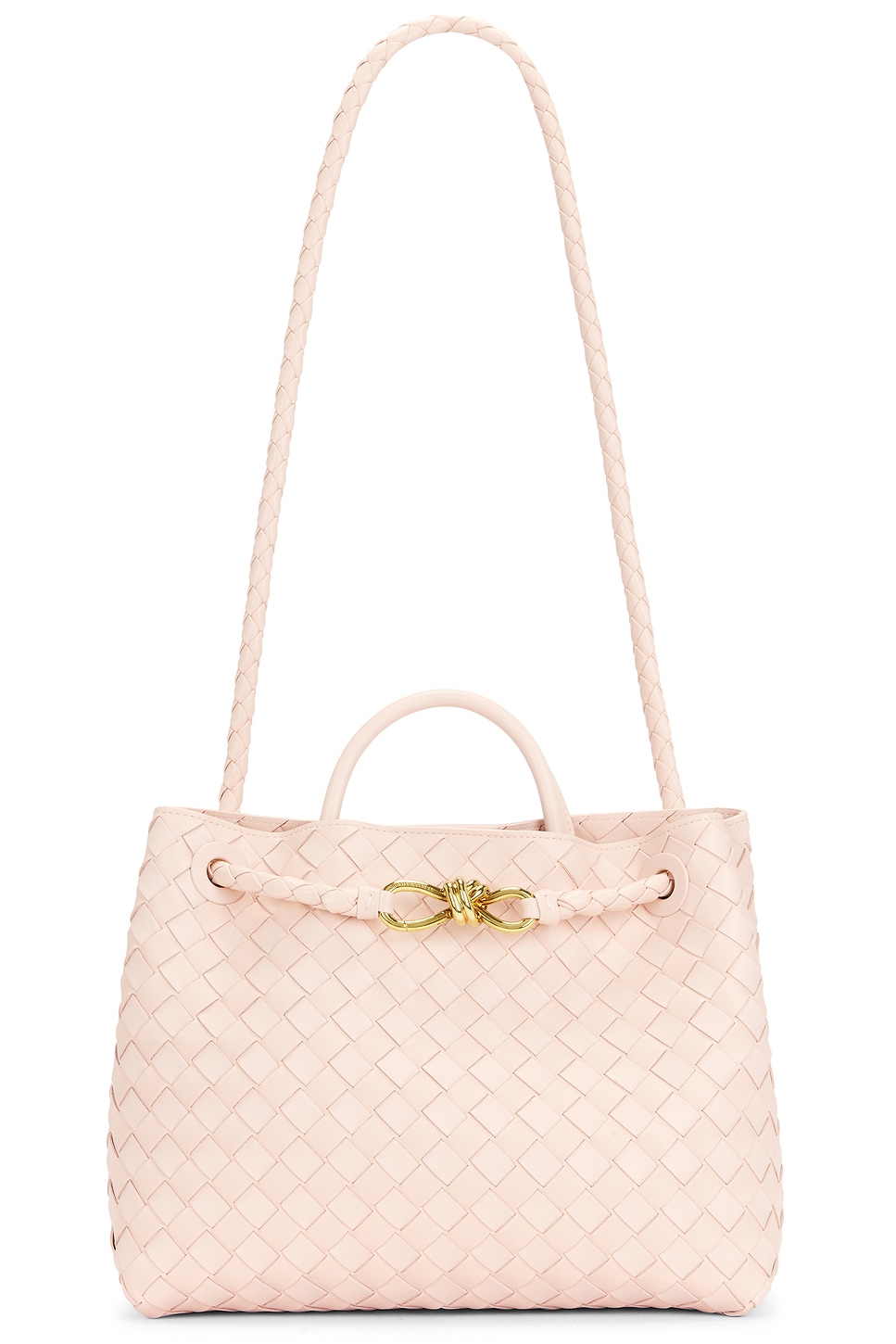 Bottega Veneta Medium Andiamo Bag in Cameo & Muse Brass - Cream. a