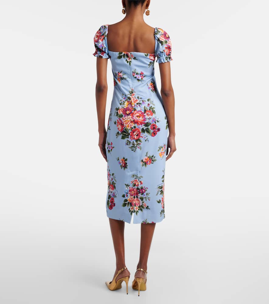 Floral silk-blend midi dress