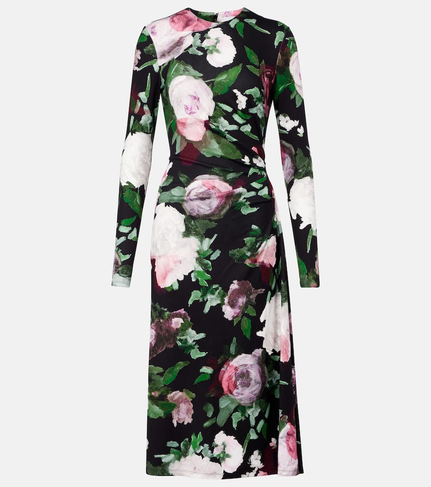 Draped floral midi dress