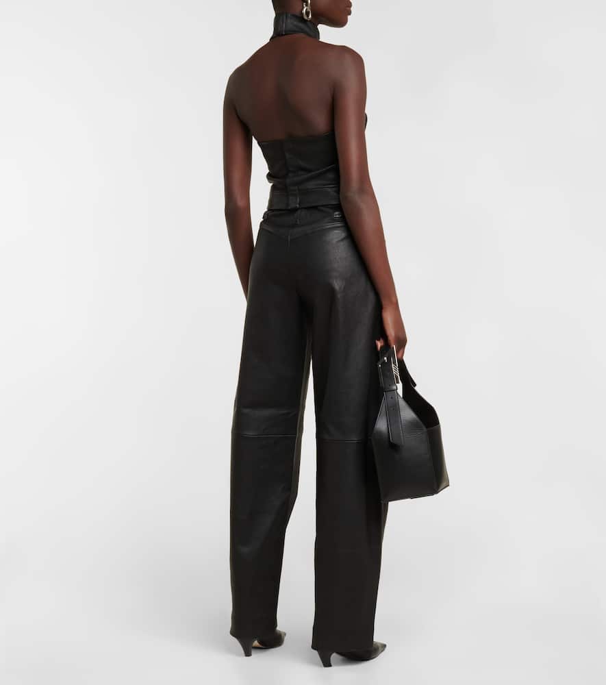 Cassidy high-rise wide-leg suede pants
