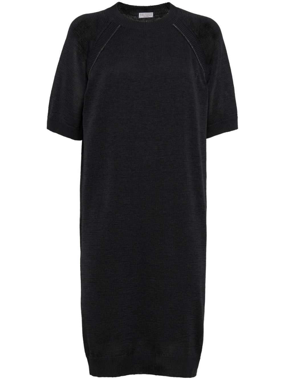 Fine-knit cotton T-shirt dress - Grey