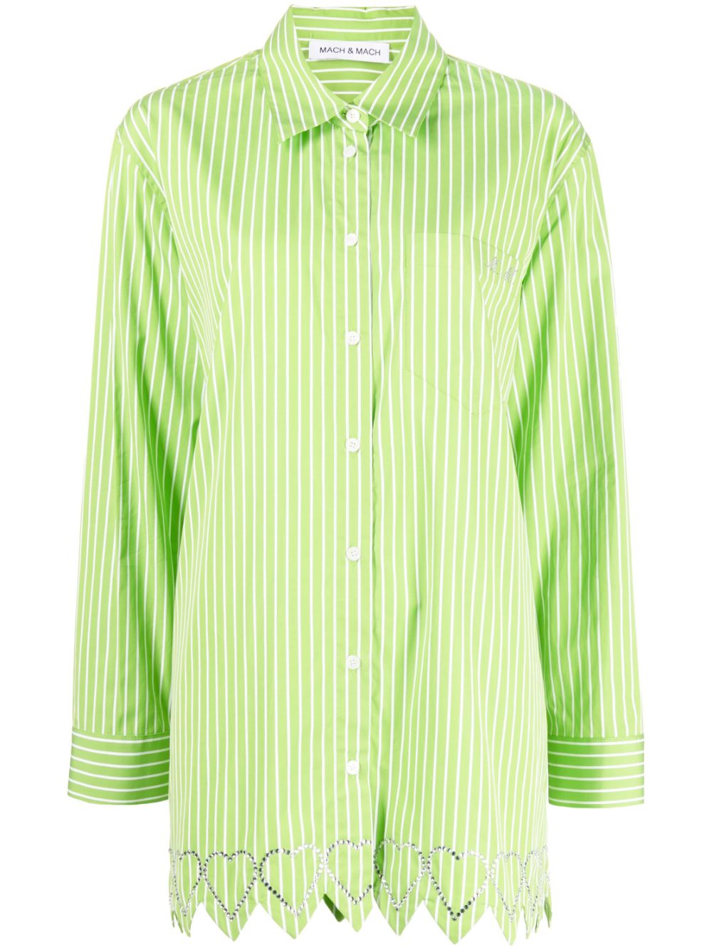 Heart-motif striped shirt - Green