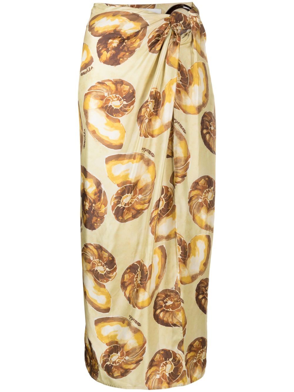 Shell-print sarong midi skirt - Neutrals
