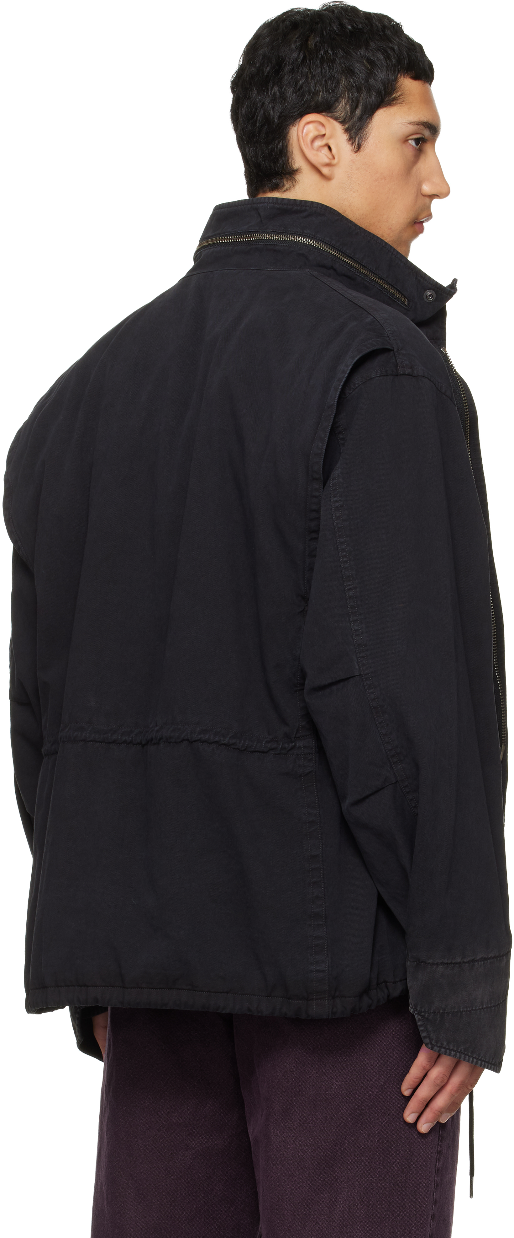 Black Garment Dyed Cotton Field Jacket