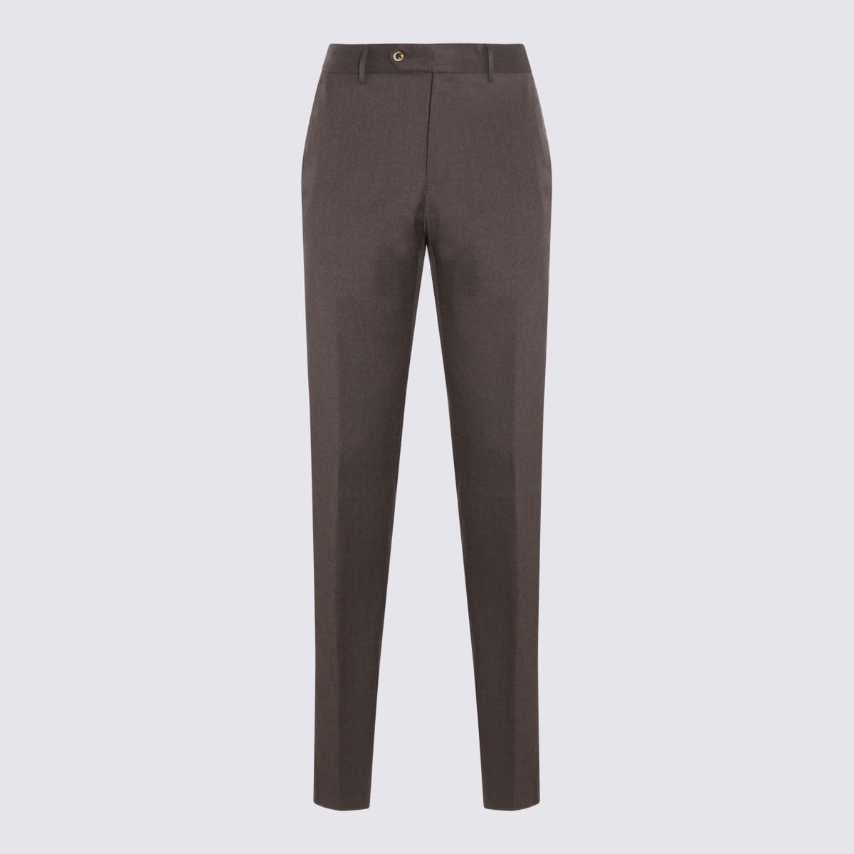 Brown Virgin Wool Blend Stretch Jogger Pants