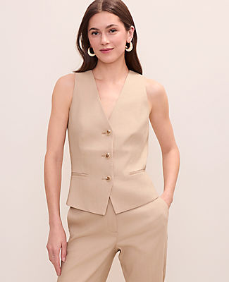 Ann Taylor The Cutaway Vest in Linen Blend